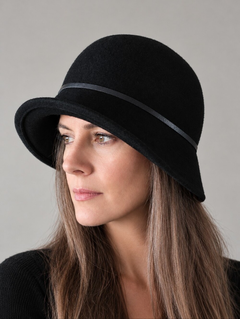 August Wool Black Cloche Women's Hat